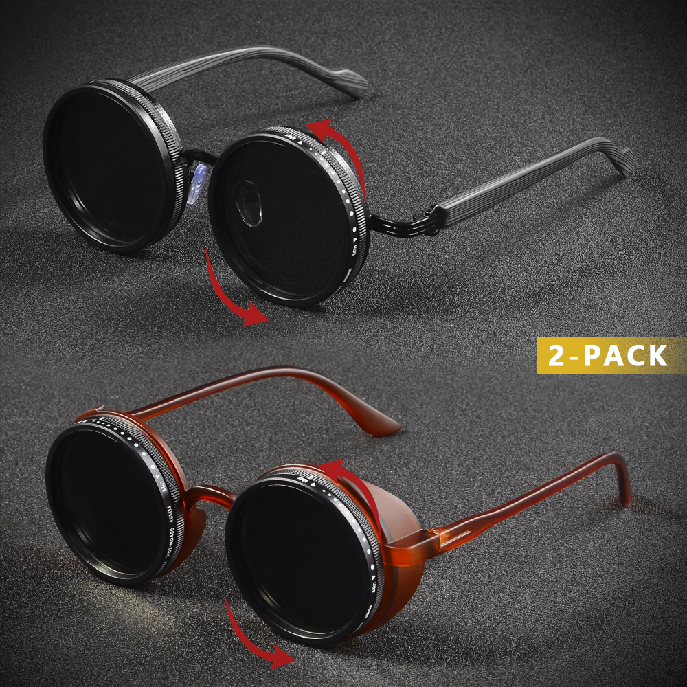 Fishing Sunglasses Polarized - CRIXALIS 2Pcs Polarized Steam Punk Adjustable