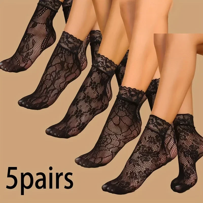 5 Pairs Floral Lace Socks Thin – обзор и цена Fishing Socks