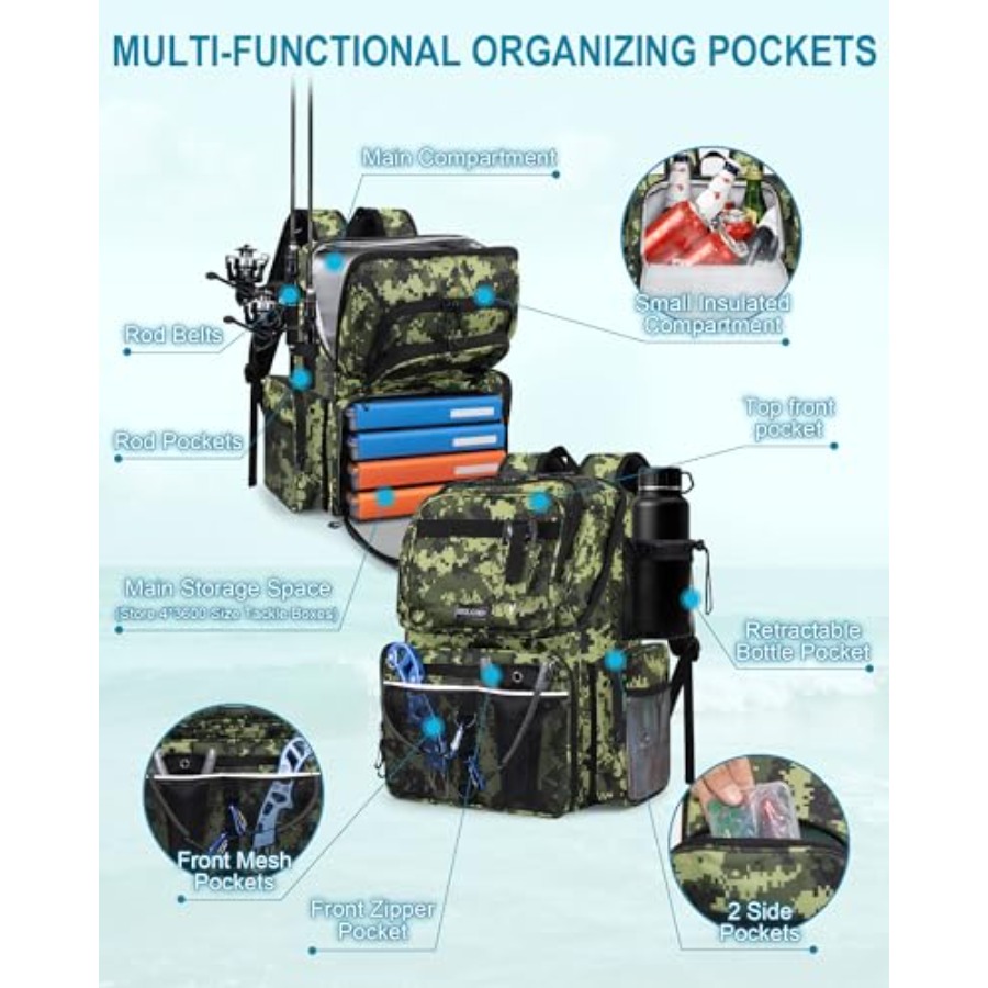 Fishing Backpack with Rod Hold – обзор и цена Fishing Backpack